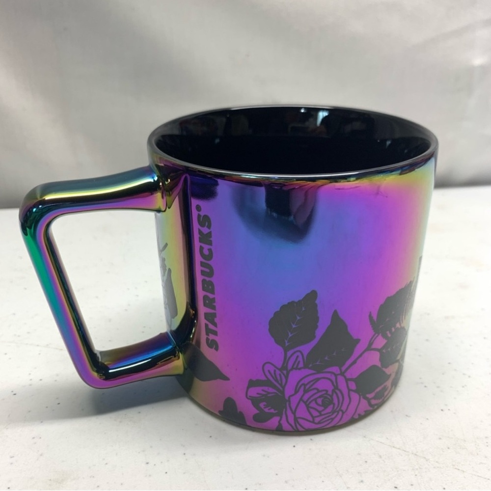 Starbucks Black Rainbow Iridescent Oil Slick Mug Fall / Halloween NEW!